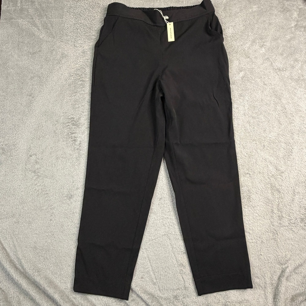 NWT Max Studio Womens Black Pull On Ankle Pants Elastic Back Size Large 1710G01